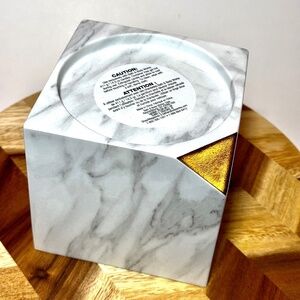 faux MARBLE 3-Wick Pedestal Candle Holder